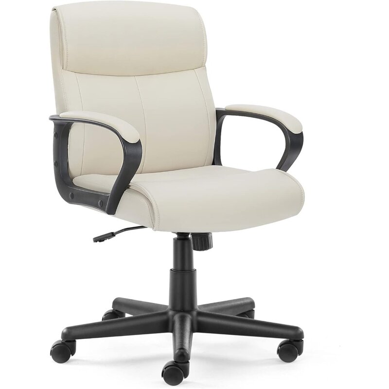 OLIXIS-PU Cadeira de couro do escritório executivo com braços acolchoados, altura ajustável, giro de 360 graus, apoio lombar