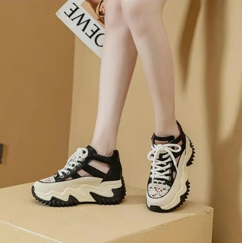 2024 Summer New Casual Thick Sole Single Shoes for Women Fashion Hollow Out Breathable Comfort Sneakers Women Zapatos