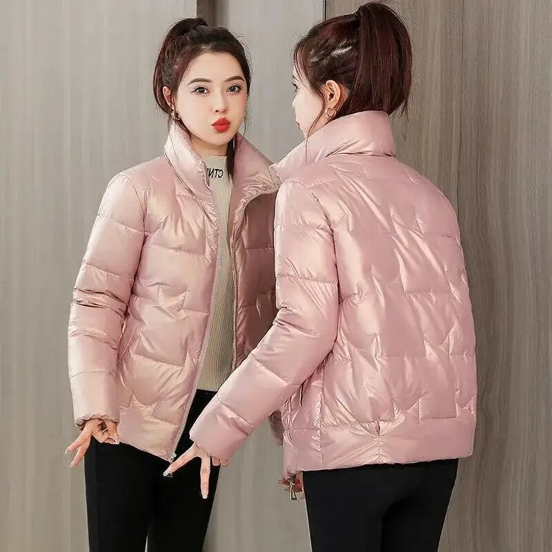 Winter Women Jacket 2024 New Fashion Glossy Cotton Padded Jacket Female Parkas Loose Short Thick Warm Casual Ladies Outwear