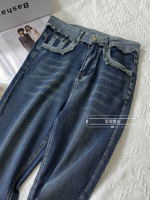 Pantalones vaqueros de pierna ancha para mujer, Jeans de cintura alta de gran tamaño, ropa de calle coreana, Y2k, Harajuku, Vintage, azul, moda