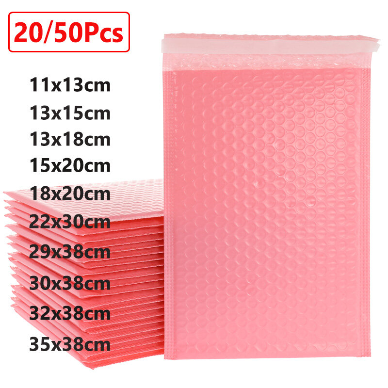 20/50Pcs Pink Poly Bubble Mailers Padded Envelopes Bulk Bubble Lined Wrap Polymailer Bag for Shipping Packaging Mailer Self Seal
