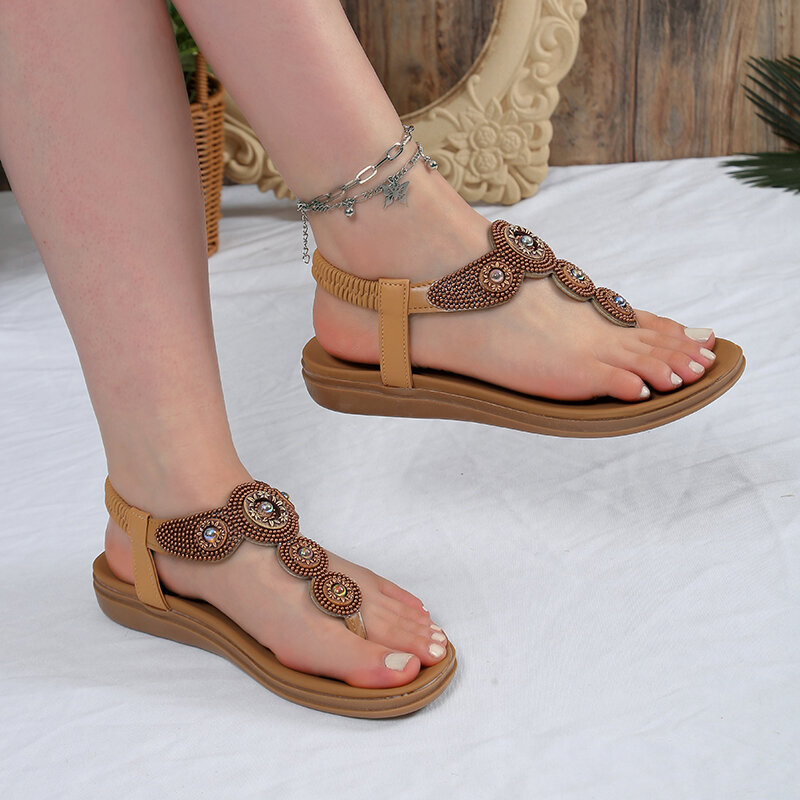 Sandales de plage à imprimé pointu pour femmes, chaussures d'été, à talons hauts, simples, à la mode, 2024