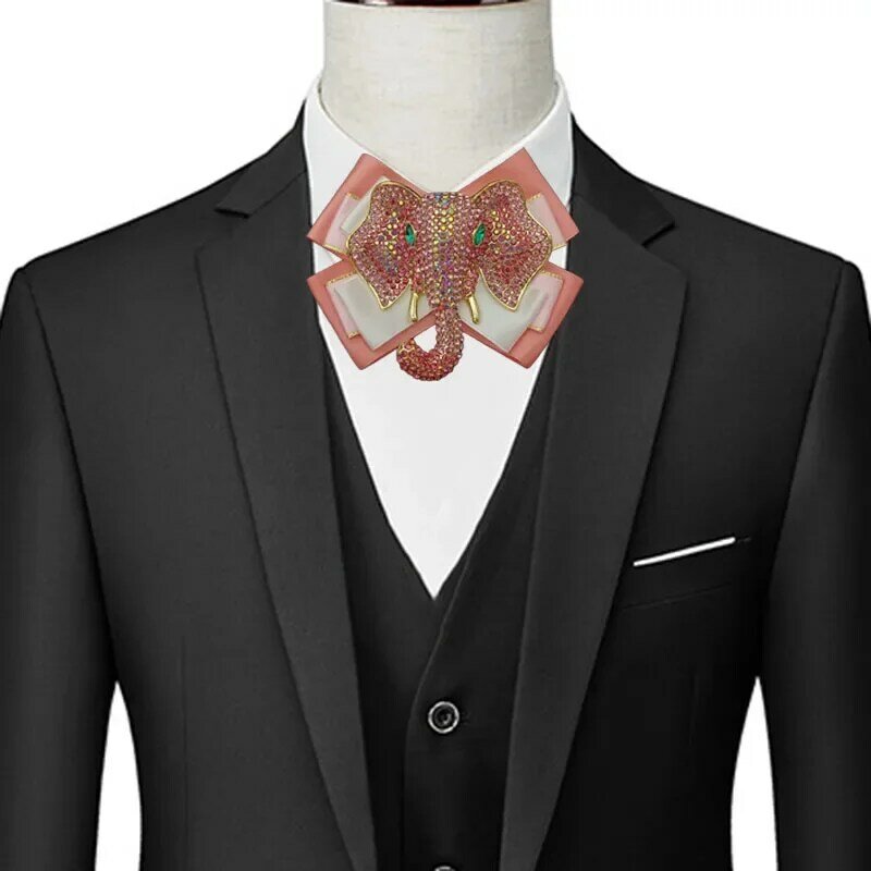 Laço de elefante strass luxo masculino, banquete de negócios high-end, flor de colar de casamento, design original, jóias artesanais