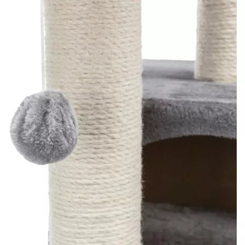 TRIXIE Valencia Plush & Sisal 3-Level 28" Cat Tree with Scratching Posts & Condo, Gray