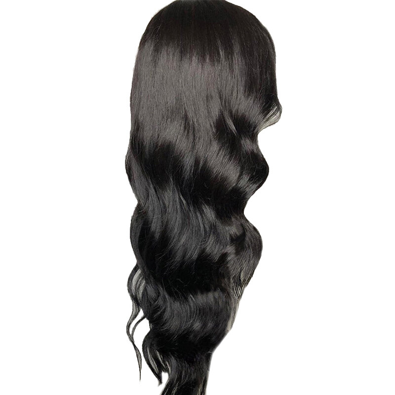 Onda do corpo peruca dianteira para mulheres negras, cabelo humano brasileiro, fechamento peruca frontal, HD transparente, completo