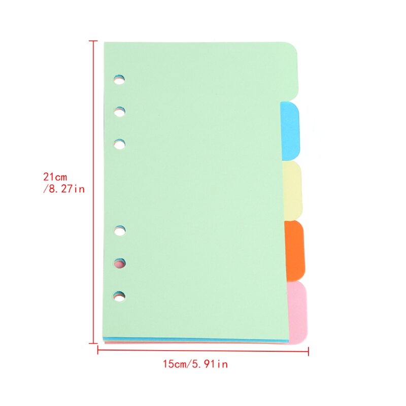5Pcs Refills 6 Hole Blank Colorful Paper for A5 Loose Leaf Binder Notebook