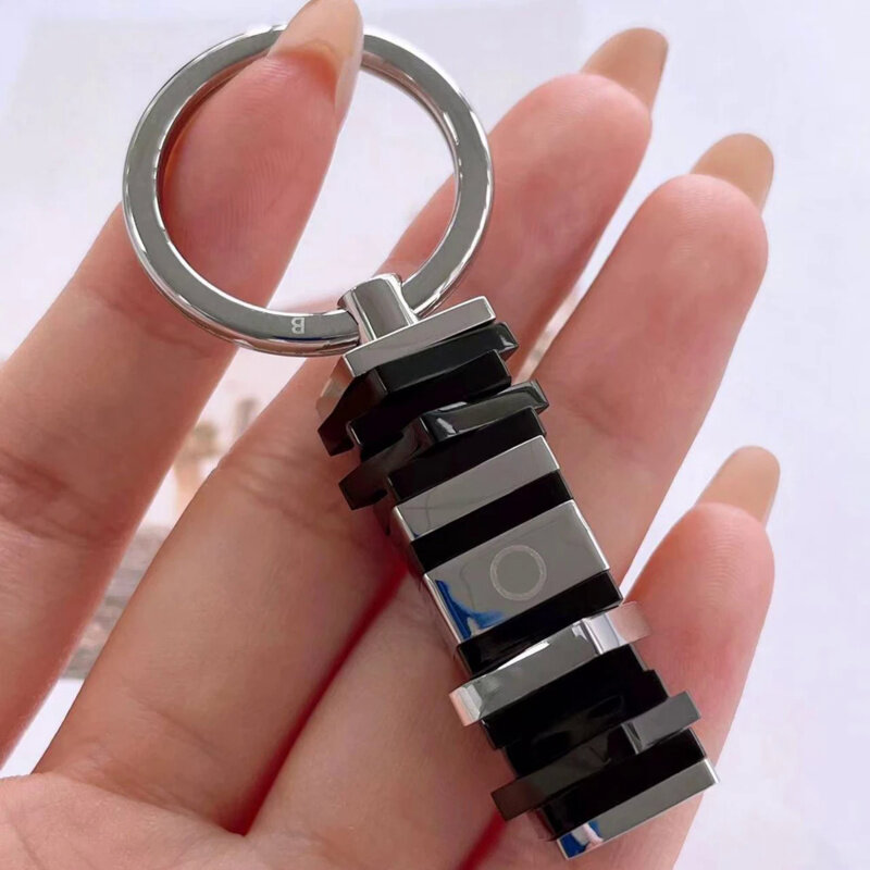 Pjs luxus mb schwarz silber glatte farbe auto schlüssel anhänger 316 edelstahl zylindrisch und ring klassischer schlüssel bund mit box set