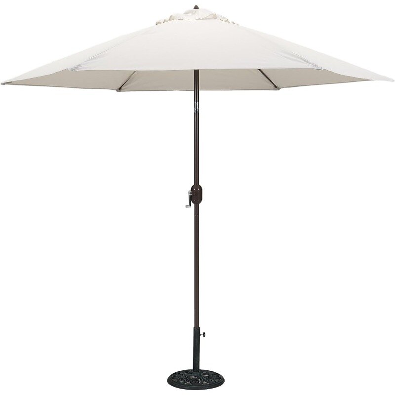 Parapluie de marché avec couverture en polyester, aluminium, bronze, 9 pieds