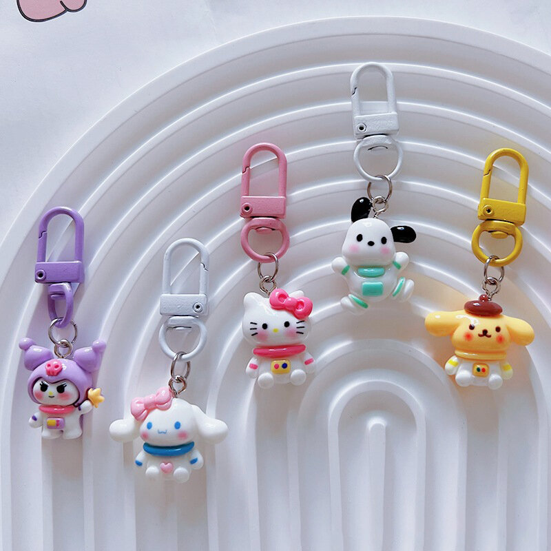 Anime Sanrio gantungan kunci My Melo kartun astronot My Melo Kuromi Pochacco Hello Kitty gantungan kunci mobil liontin lucu hadiah