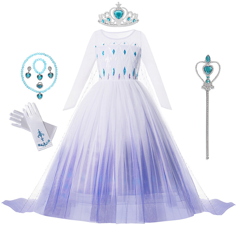 Vestido elegante da princesa Anna e Elsa feminino, Cosplay infantil, Vestidos infantis, Vestidos de festa, Roupas Disney, 2022