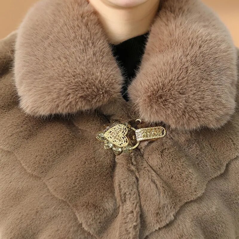 Высококачественная женская зимняя меховая куртка для матери среднего возраста Толстая стеганая теплая короткая шуба из искусственного меха норки элегантная женская шерстяная Верхняя одежда 5XL