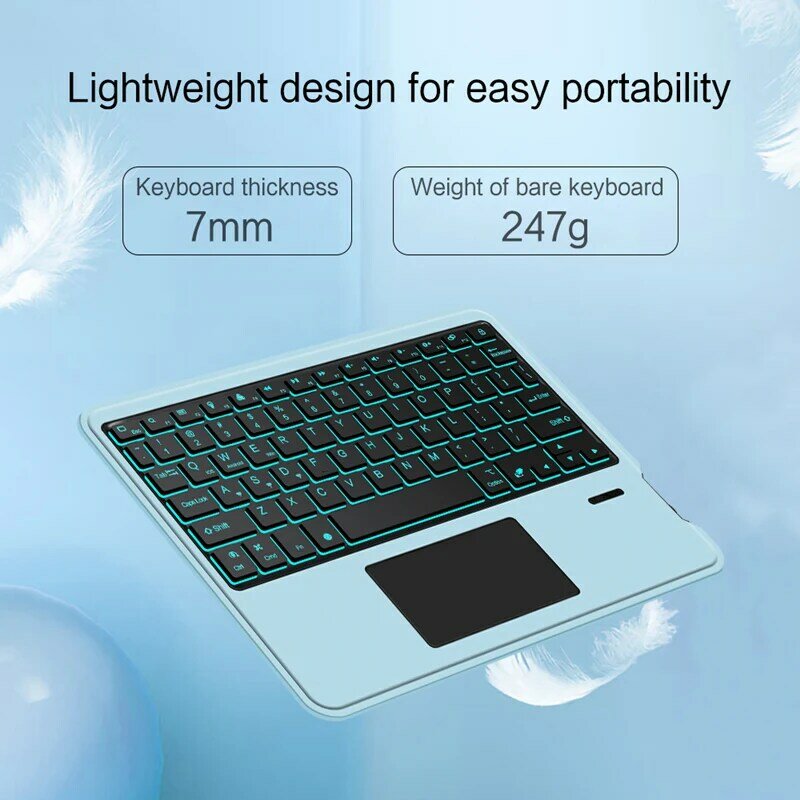 Keyboard Bluetooth Universal, untuk iPad HUAWEI Lenovo Samsung Lenovo XIAOMI TECLAST Blackview OPPO Tablet dengan lampu latar Touchpad