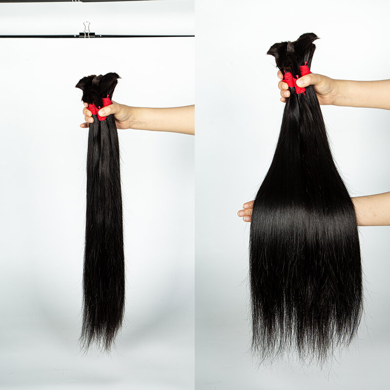 MALAIKA-extensiones de cabello 100% humano trenzado, mechones de cabello Natural liso, sin trama, brasileño, Original