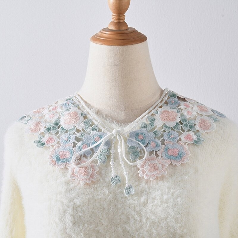 Fairy Mini Capelet feminino elegante bordado colorido floral falsa xale