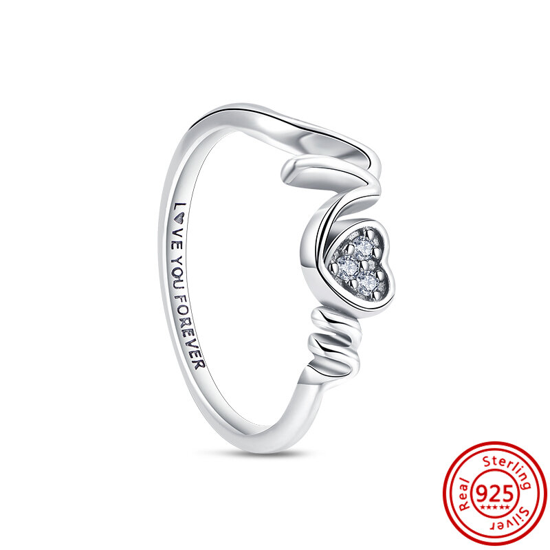 Nuovo anello Pantaro in argento Sterling 925 Love Mom Bowknot Snowflake Heart Shiny zircone Luxury Fine Ring Original Jewelry Anniversary