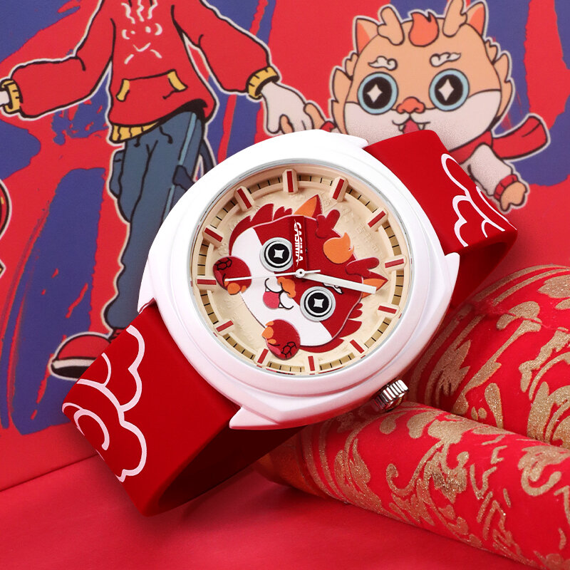 Jam tangan kuarsa anak tahan air tema zodiak singa kartun jam tangan lucu menyenangkan jam tangan olahraga silikon Hadiah untuk siswa