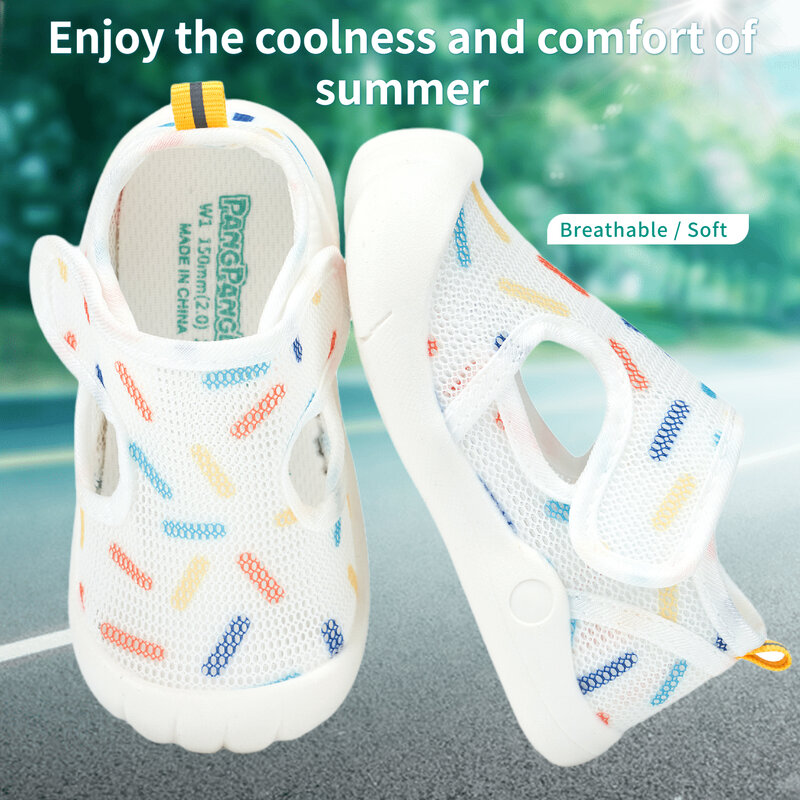 Sandalias transpirables de malla de aire para bebé, zapatos bonitos antideslizantes de suela suave para primeros pasos, ligeros, de verano, novedad