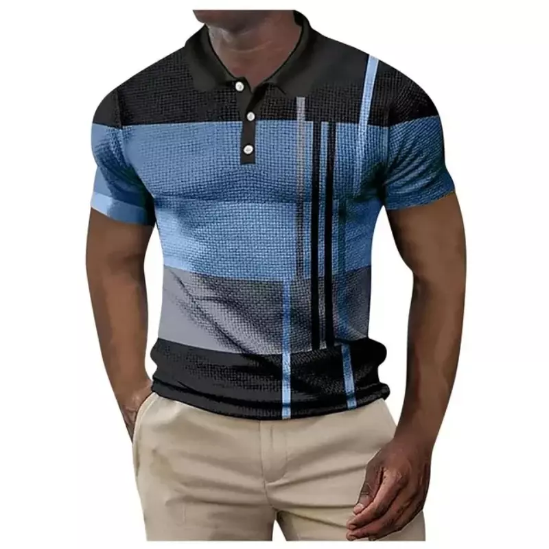 Рубашка-поло мужская с короткими рукавами, модная Повседневная Удобная дышащая футболка контрастных цветов, лето