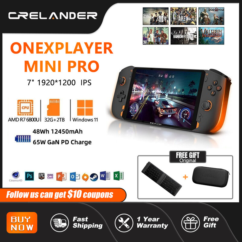 OneXPlayer Mini Pro 7 Inch Notebook Handheld Game AMD Ryzen 7 6800U DDR5 16GB RAM Touch Screen PC Portable Handheld Games Consol