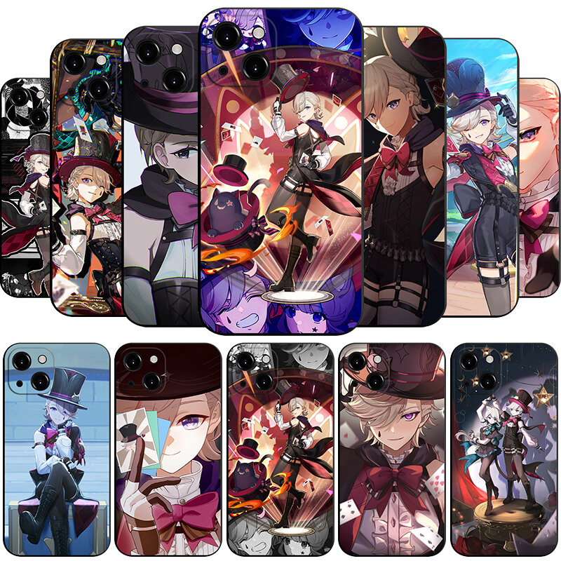 Lyney Fontaine Genshin Impact 4.0 Character Magician Phone Case For iPhone 14 13 12 11 Pro Max Mini XS X XR SE3 2 7 8 Plus