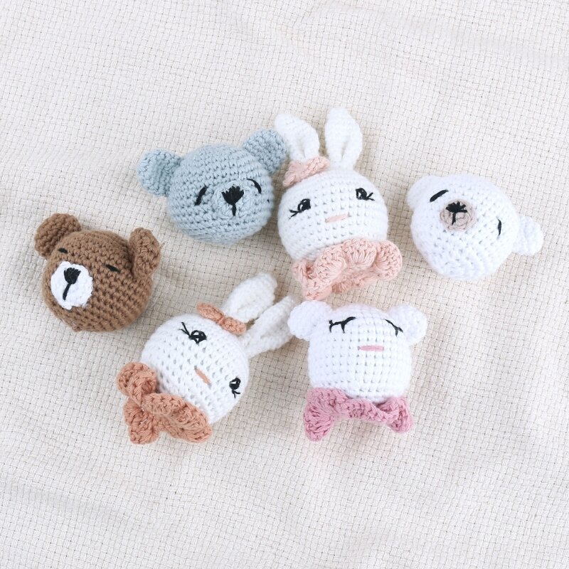 Y55B Animal Rattle Crochet Bead Pacifier Clip DIY Accessories Baby Teething Product