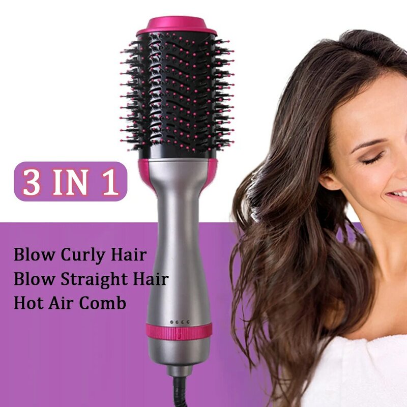 Гребень для укладки волос 3-в-1, электрическая расческа с горячим воздухом для прямых кудрявых, с подогревом, расческа для выпрямления волос