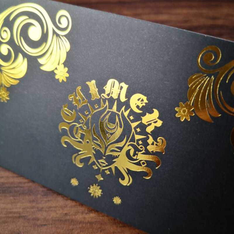 Matte revestido papel cartão de visita, preto, dourado Retro estilo Design, obrigado por apoiar visita, impressão personalizada, 350g