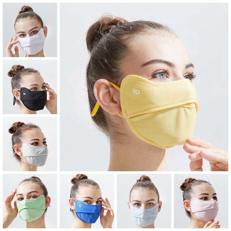 Mascarilla de protección facial de seda de hielo, suave, ajustable, Anti-UV, verano, protección solar, velo deportivo