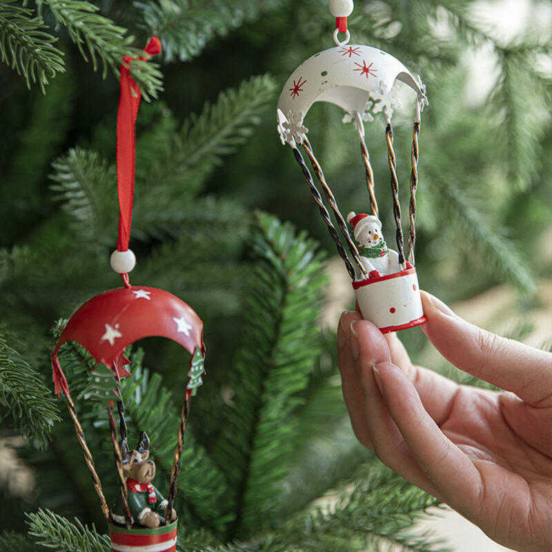 Pendentif Parachute Ballon à Air Chaud de Noël, Fer Forgé Nordique Créatif, Ornements d'Arbre de Noël, Décorations de Festival