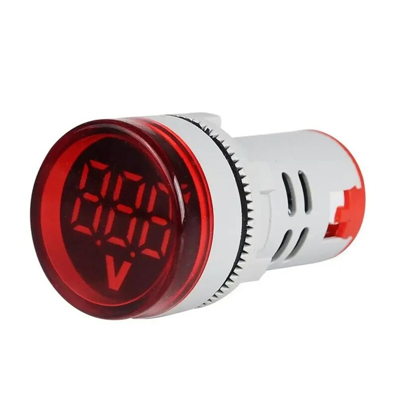 Pantalla Digital LED redonda de 22mm, 60-500V CA, indicador de voltaje de 220V, voltímetro, Monitor de amperímetro