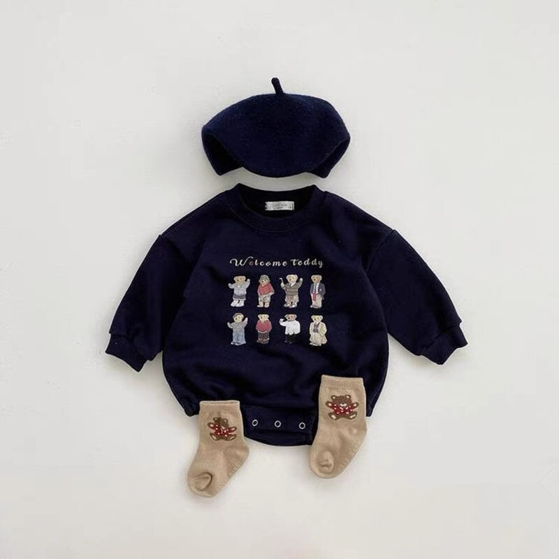 Pasgeboren Baby Cartoon Lange Mouwen Bodysuit 0-2y Baby Schattige Zachte Kleding Modebrief Katoen Nieuwe Sweatshirts Outfits Eendelig