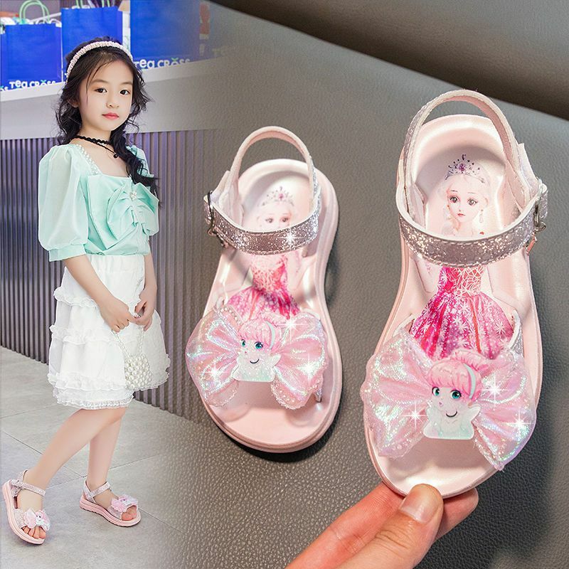 Disney sapatos de princesa para menina, princesa sandálias, elsa, borboleta, dança, respirável, moda, novo, verão
