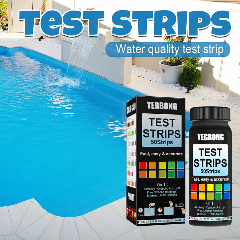 Protable Useful Durable Test Strips Ph 1 Bottle 50pcs 7 In 1 High Quality Pool Water Test Paper Testing Strips