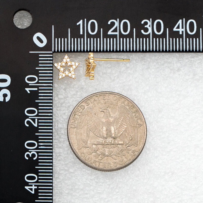4 pces cz pavimentada estrela posts de orelha, brincos de bronze chapeado a ouro, para joias fazendo diy descobertas suprimentos por atacado (GB-3360)