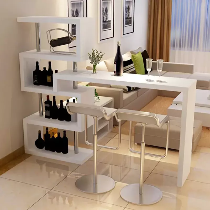 흰색 북유럽 바 테이블, 현대적인 디자인, 모던 홈 바 테이블, 미니멀리스트 디자인