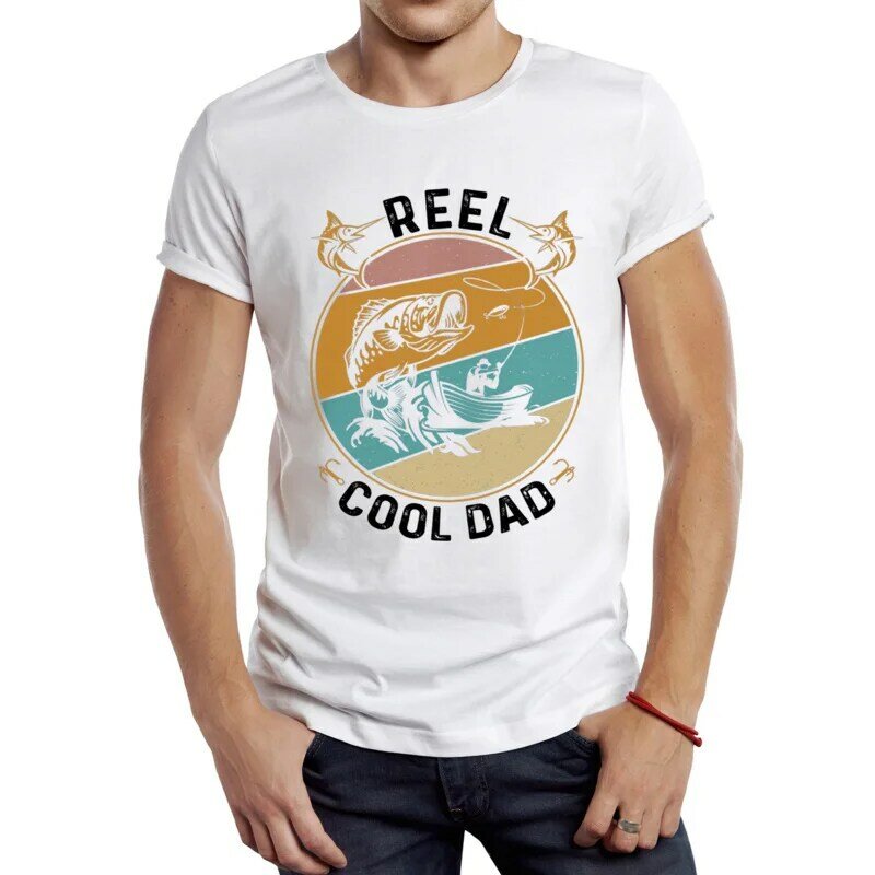 Cool Dad Fishing Daddy Father's Day Men T Shirt Graphic Cloth Casual Male Fish Lover Tops Hipster Retro Tee