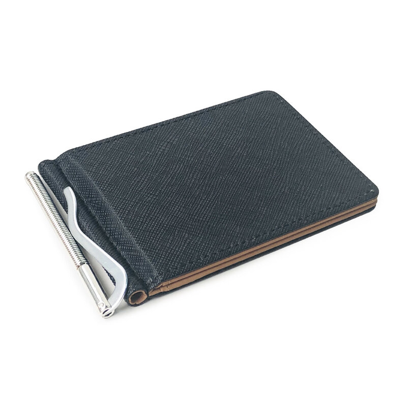 男性用の短い革の財布,クリップクロージャー付きの薄い財布,6色,直接配達