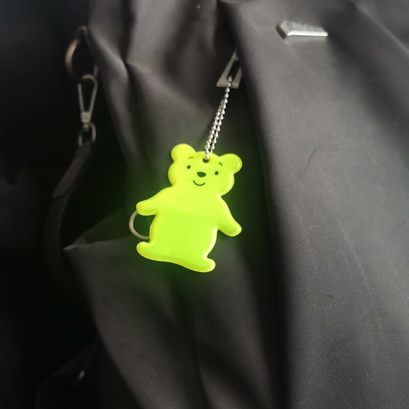 Reflective Bear Pendant Bag Keychain Night Safety Marker Reflective Keychain