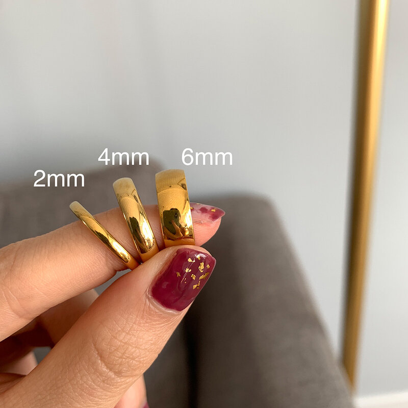 E.B.belle bez nalotu 2mm 4mm 6mm ze stali nierdzewnej 18K pozłacane srebro kolor pierścionek dla kobiet minimalistyczny pierścionek dla kobiet