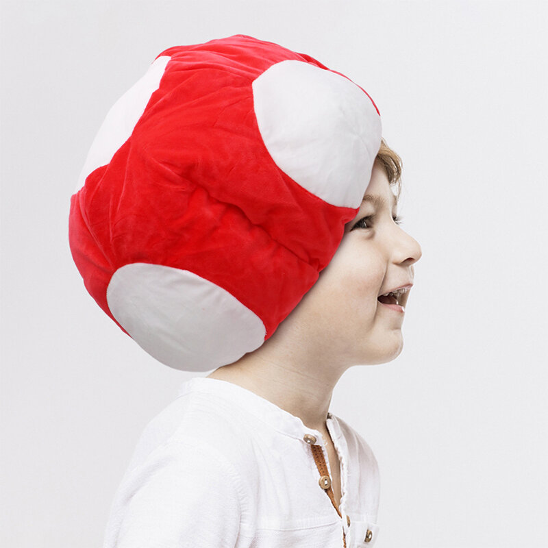 Game Mario Luigi Bros Toad Mushroom Cosplay Hat Red Green Blue  Mushrooms Hat Cap Headwear Plush Doll Headgear Unisex