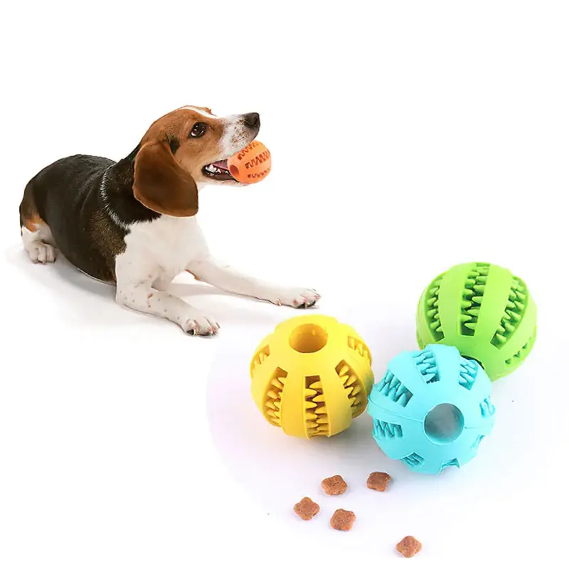 Pelota interactiva elástica para perros pequeños, juguete masticable para cachorros, Limpieza de dientes, Bola de comida de goma, accesorios para mascotas