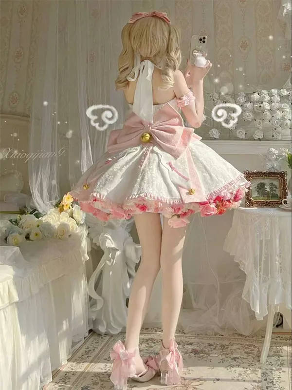 Sexy lolita rosa Dienst mädchen Kleid japanische süße Frauen kawaii Kleid Rollenspiel Kostüm Halloween Party Cosplay Anime Kawaii Kleidung