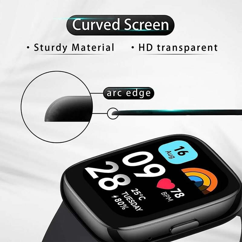 1/3/5 szt. 3D zakrzywiona folia kompozytowa do zegarka Redmi 3 aktywna folia ochronna na ekran inteligentnego zegarka, a nie szkło
