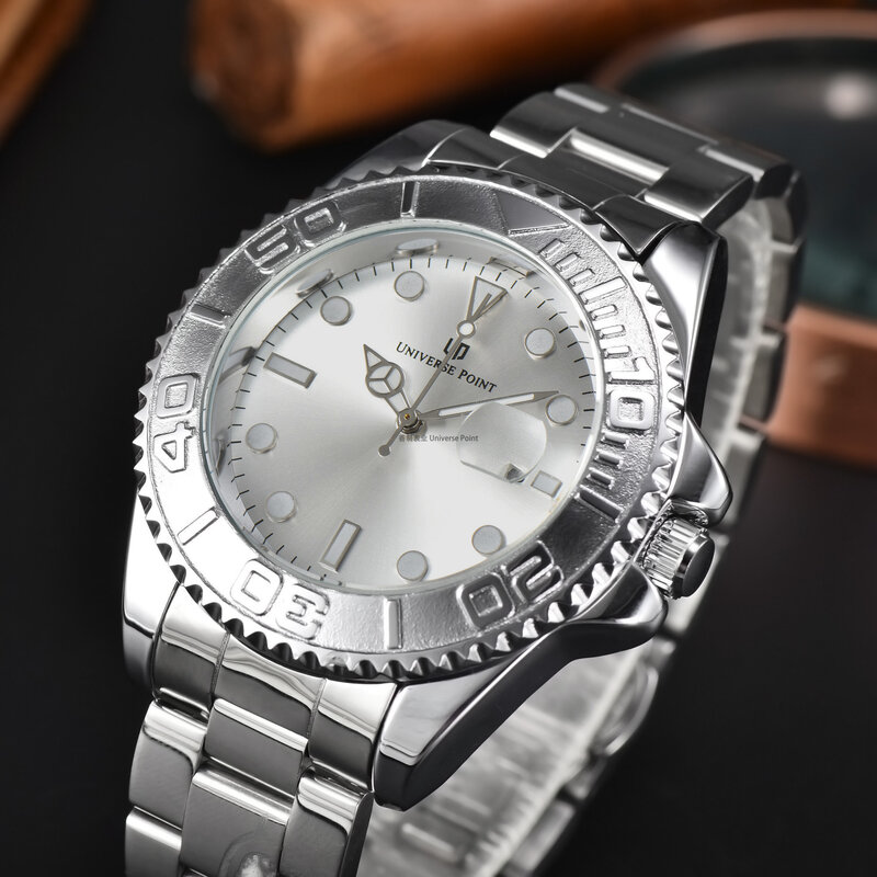 Quartz Watch com mostrador em aço inoxidável para homens Relógios de pulso casuais Luxo Bracele Watch
