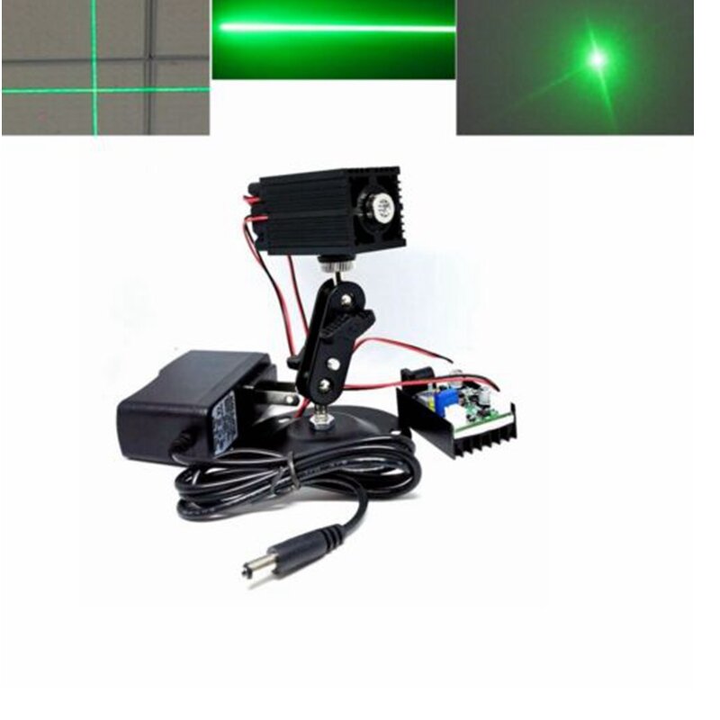 Módulo de diodo láser verde, 100mw, 532nm, punto/línea/Cruz, 12V, controlador TTL 33x50