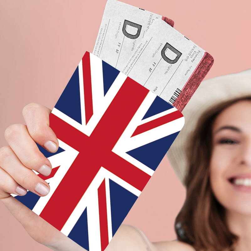 Custodia in pelle sintetica con custodia per passaporto manica ID credd-Card porta biglietti da visita custodia protettiva modello bandiera passaporto manica sicura