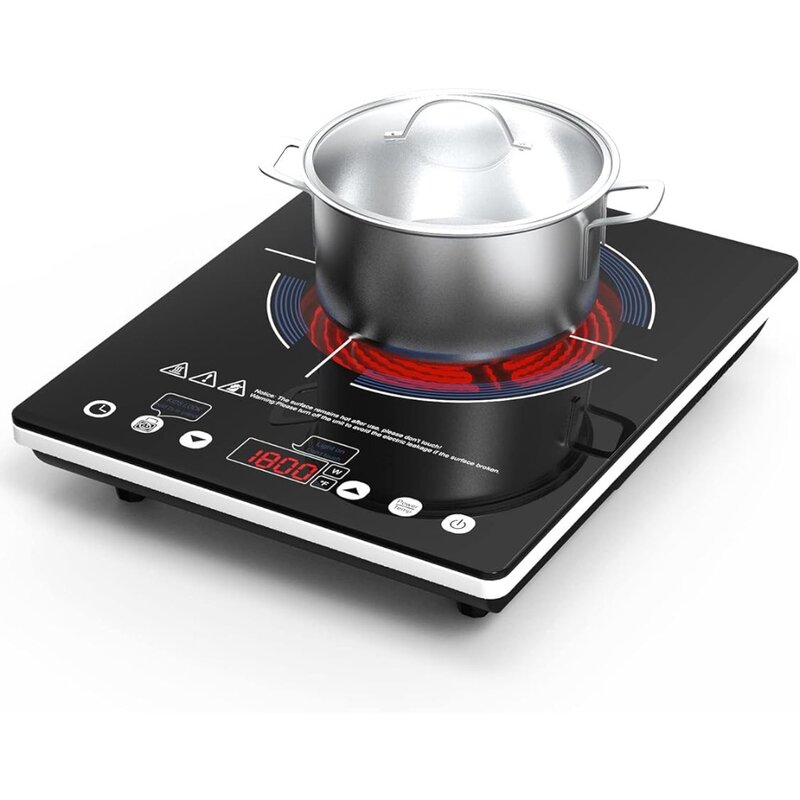 Infrarot-Kochfeld-Koch platte 1800W, 4-stündige Einstellung, schwarze Kristallglas oberfläche, kompatibel für alle Kochgeschirr