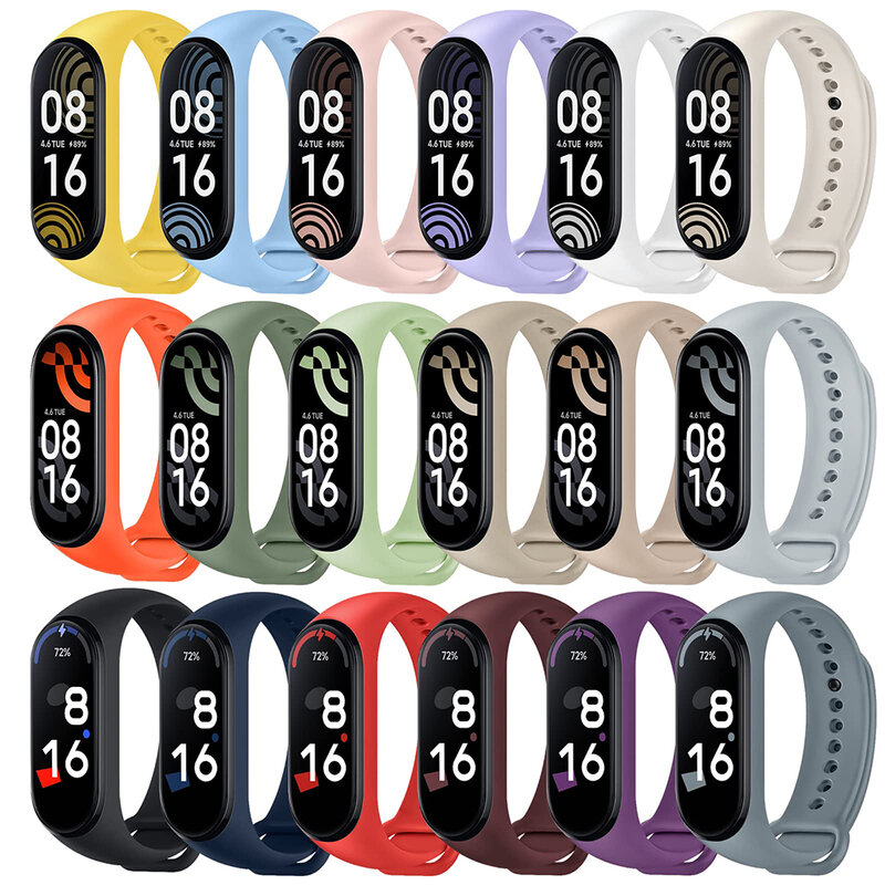 Silicone Esporte Pulseiras para Xiaomi Mi Band, Pulseira de Substituição Relógio Inteligente, Pulseira para Mi Band 7, 6, 5, 4, 3