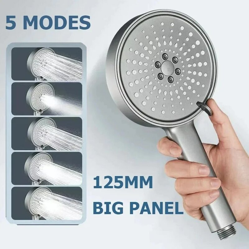 Zai Xiao-High Pressure Rainfall Handheld Shower Head, acesso ajustável ao banheiro, 12.5cm Big Panel, 5 Modos