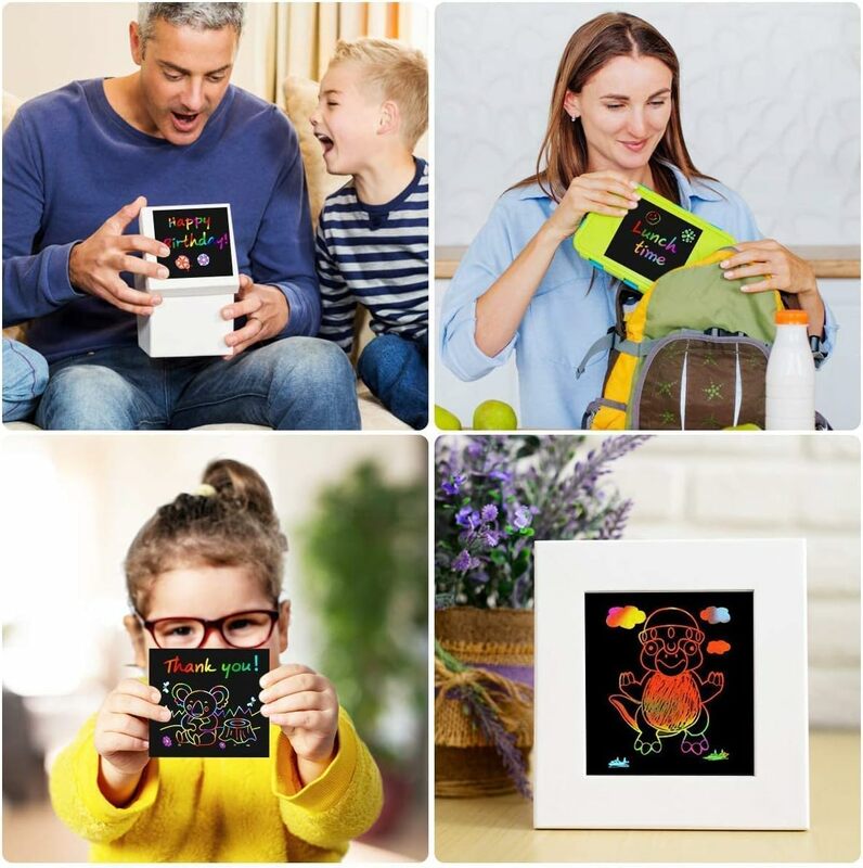 100/5 sztuka DIY Rainbow magia kartki samoprzylepne zestaw dzieci czarny Scratch rzemiosło artystyczne zestawy Pad szablon do rysowania malowanie zabawek